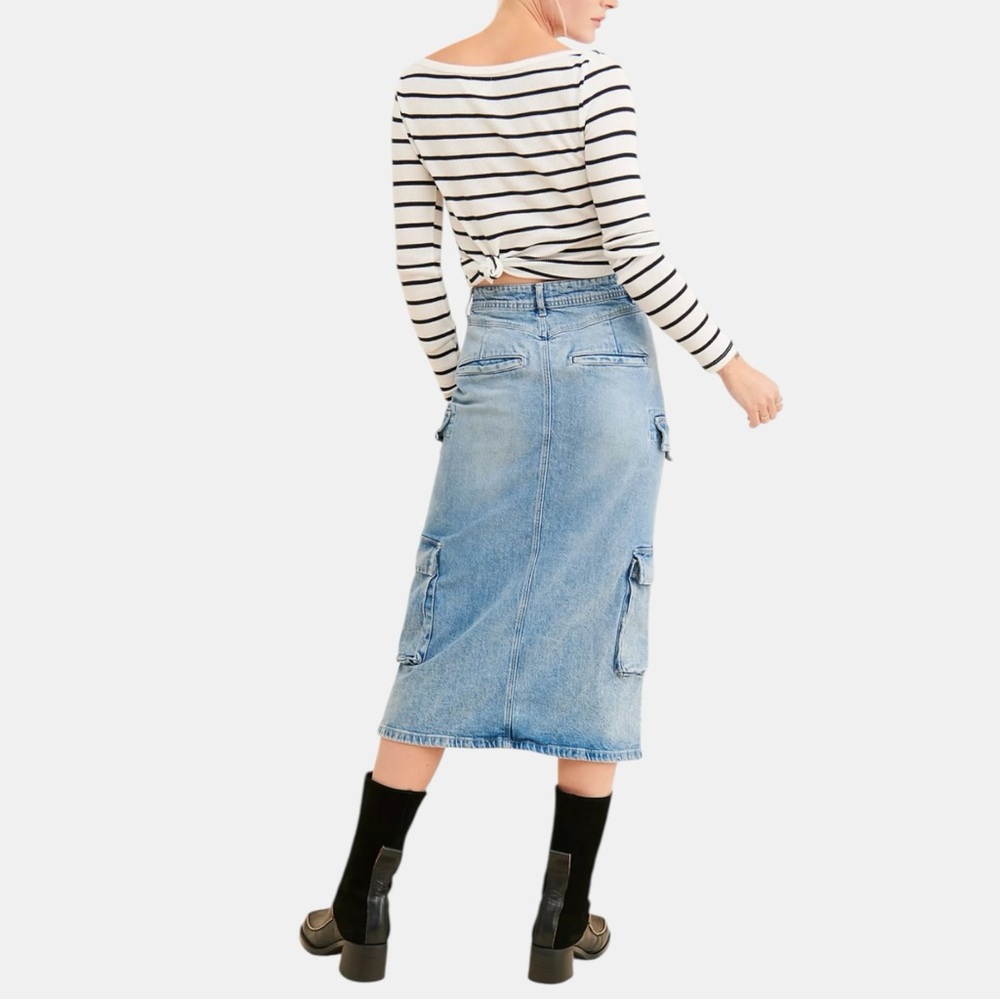 Anthropologie Pilcro Cargo Denim MIDI Skirt Size 10 - Picture 5 of 13